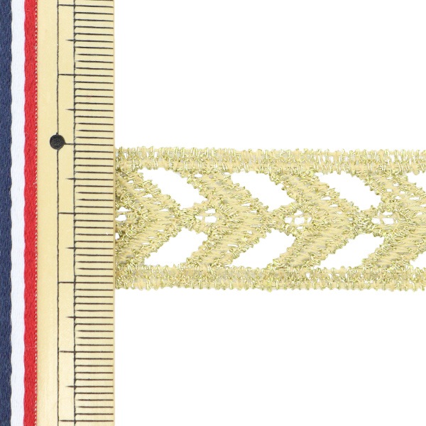 数量5から】 手芸ブレード 『メタリックレース 幅約2.4cm 金 GY