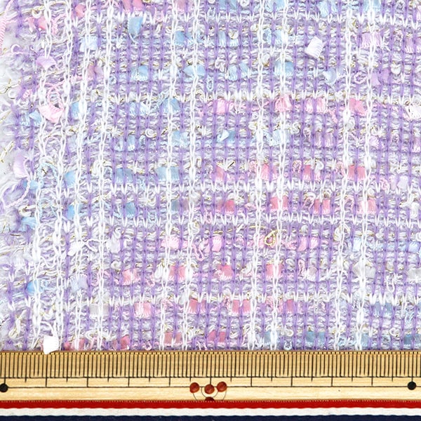 数量5から】 生地 『ニットツイード パープル ZQ2395-2』 【ユザワヤ