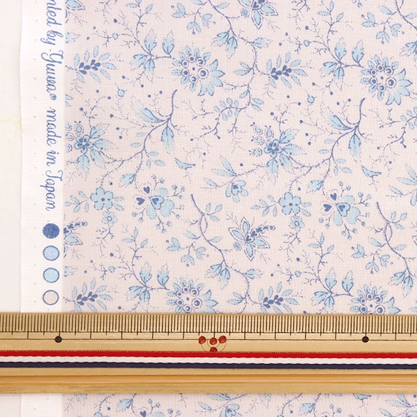 現品限り】【数量5から】 生地 『シャーティング 線描き小花柄  