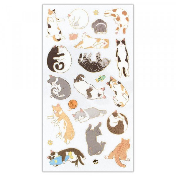 文具 『箔押し透明シール 大 ごろごろ猫 5094120』 画材・文具