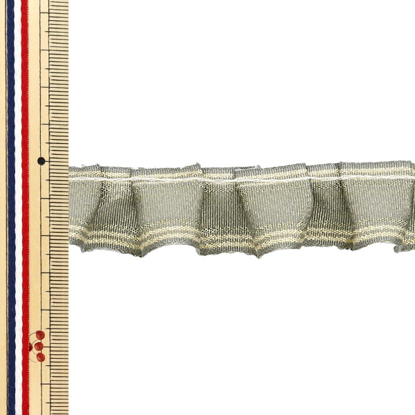 数量5から】 フリルリボン 『ラインリボンラメフリル グレー FR2414