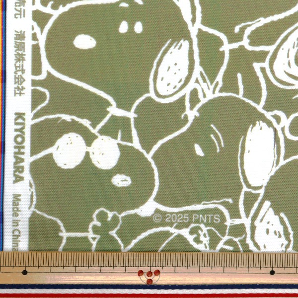 数量5から】 生地 『スヌーピー モノトーン カーキ 827335-KHO』 生地