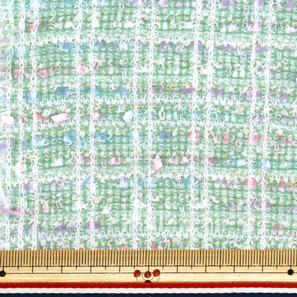 数量5から】 生地 『ニットツイード グリーン ZQ2395-3』 【ユザワヤ