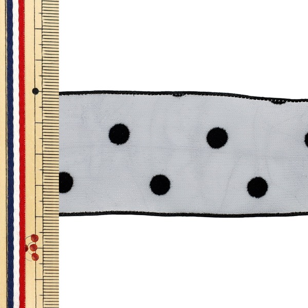 リボン 『フロッキードットリボン 約幅40mm×長さ2m グレー