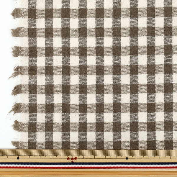 数量5から】 生地 『綿麻先染起毛ウォッシャブル チェック ダーク