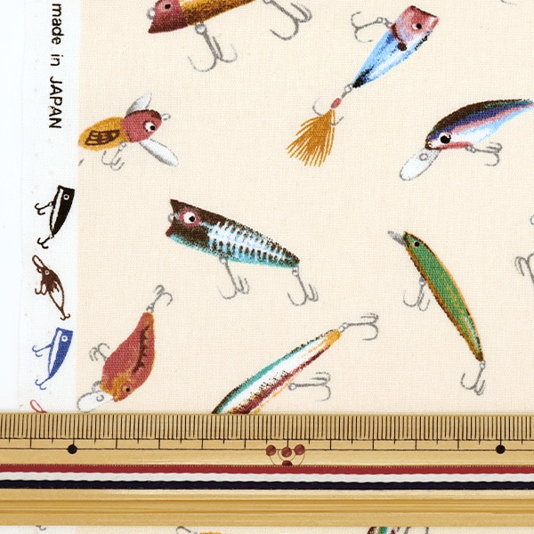 数量5から】 生地 『CBプリント フィッシュランド ベージュ SP2215-1B