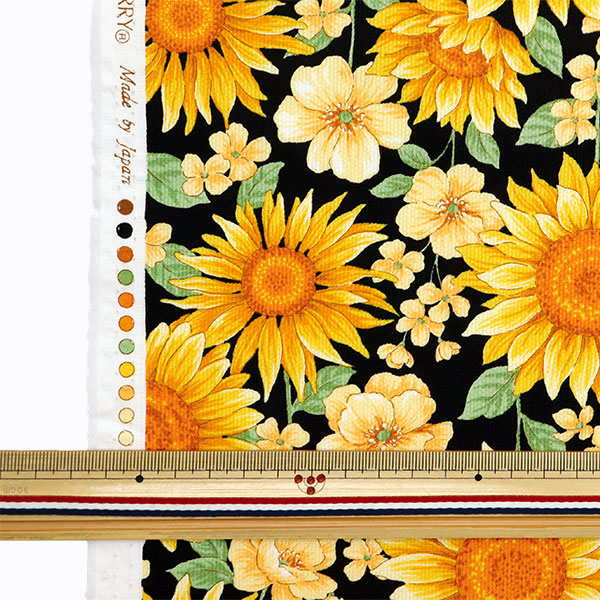 ヨーロッパの風景　掛物（生地） 数量5から】 生地 『ピケ サンフラワー ワンダフル ブラック 850465-1