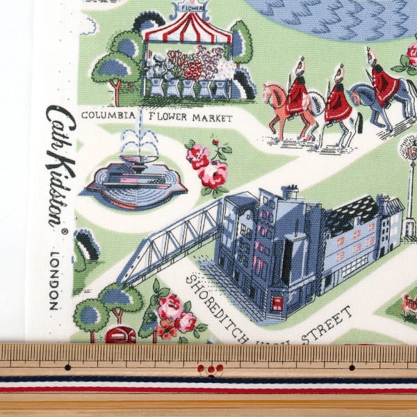 数量5から】 生地 『オックス Cath Kidston ロンドンタウン グリーン