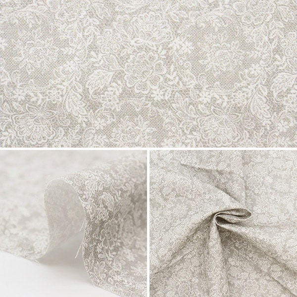 生地 『ミニカットクロス ロマンティックレース グレー 約31cm