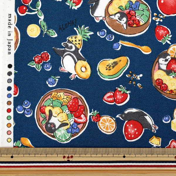 数量5から】 生地 『オックス Delicious Animal アサイーペンギン