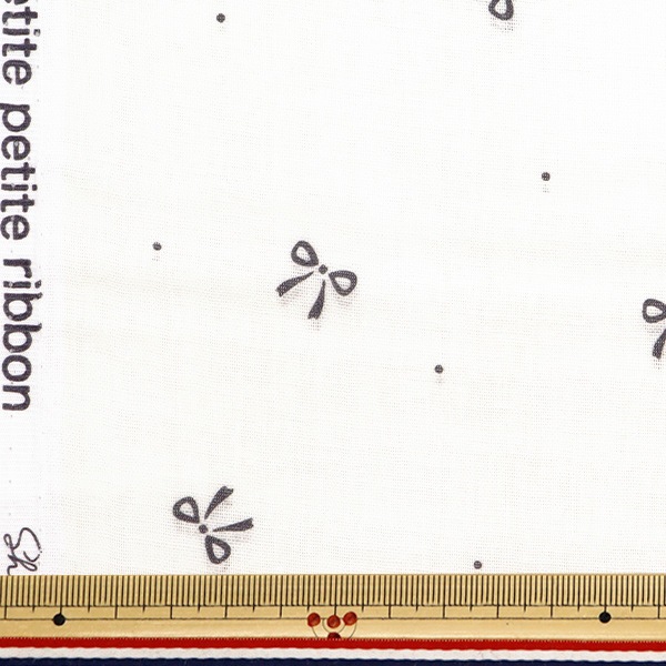 数量5から】 生地 『Wガーゼ リボン柄 アイボリー WGPPR-IV』 生地