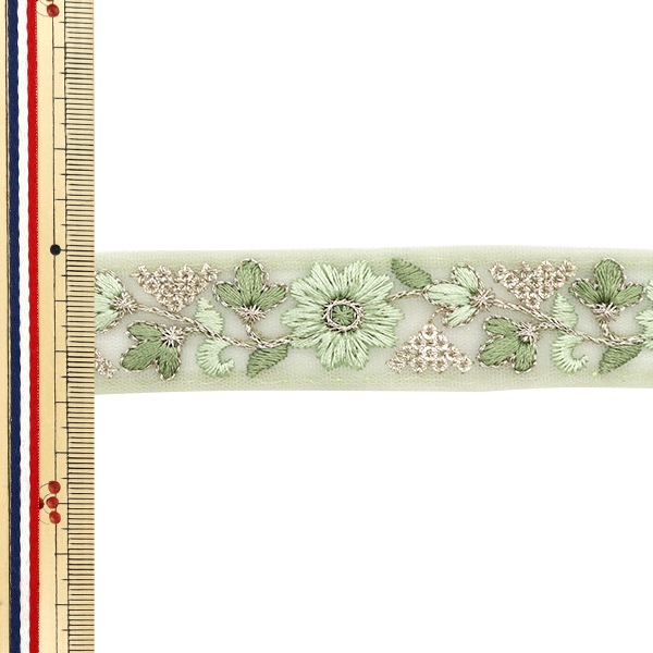数量5から】 手芸ブレード 『インド刺繍ブレード 約2.8cm幅 グリーン M