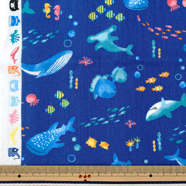 生地 『ニュアンスキッズ うみのいきもの カットクロス 約110cm×1m