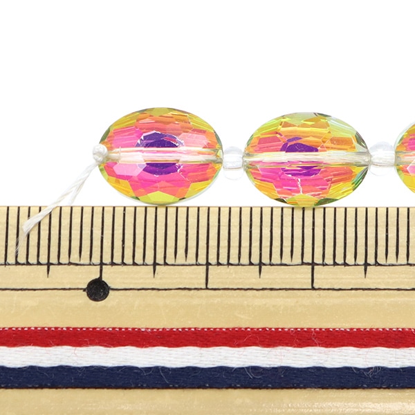 ビーズ 『ガラスビーズ オーバルカット 12mm オーロラ JIN24-G-4