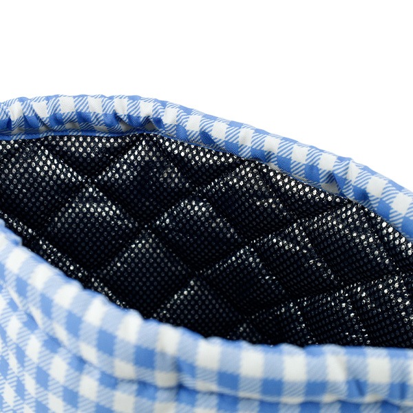 既製品 『抗菌・防臭・超はっ水 保冷巾着 ギンガム サックス NN-HK-GI