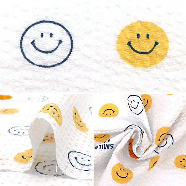 現品限り】 【数量5から】 生地 『リップル SMILEY FACE(スマイリー