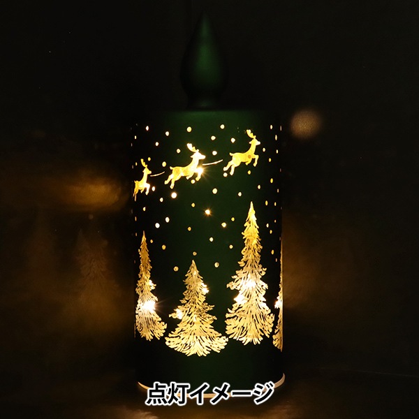 クリスマス雑貨 『ランタン キャンドル型 グリーン CMG-24067G』 生活