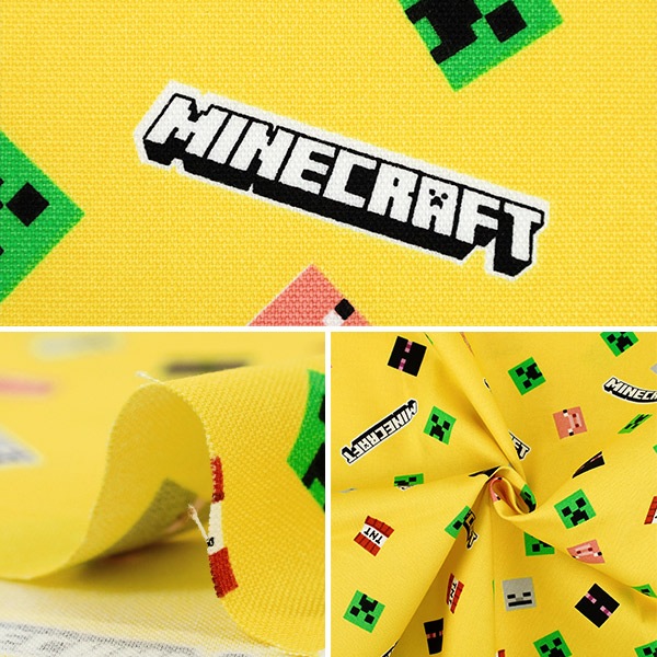数量5から】 生地 『オックス マインクラフト アイコン柄 イエロー