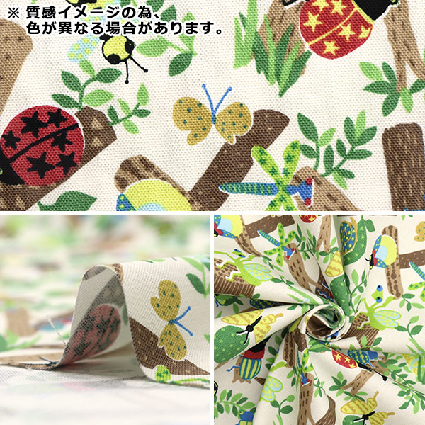現品限り】【数量5から】 生地 『オックス 昆虫 グリーン COCA-IN22-B