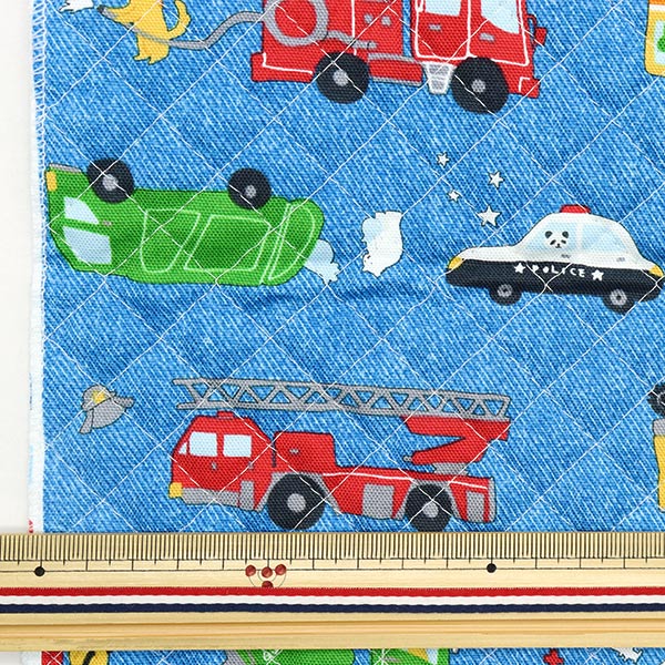 生地 『オックスキルト はたらく車柄 カットクロス 約106×50cm