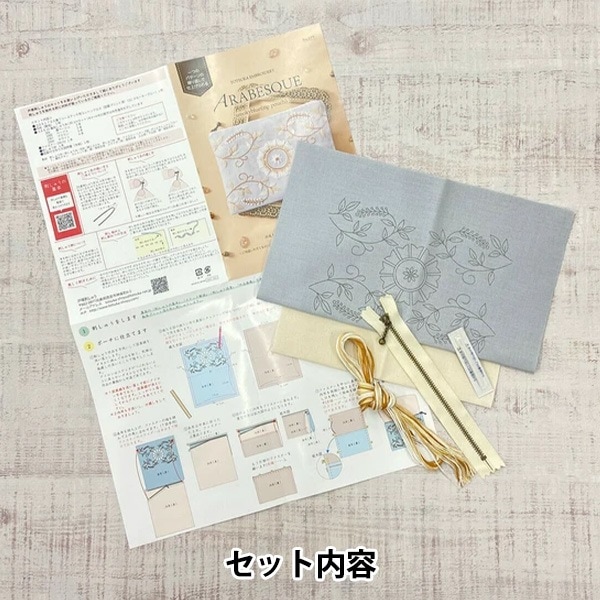 モラ　刺繍　ビンテージ極上品　額装済み 刺しゅうキット 『アラベスク スモーキーブルー 579』 戸塚