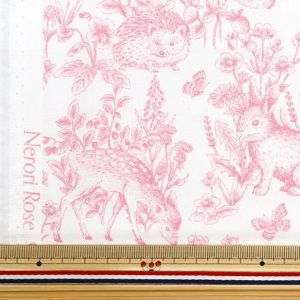 数量5から】 生地 『コットンサテン ネロリローズ ガーデン チェリー