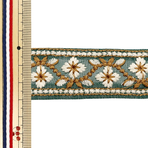 数量5から】 手芸ブレード 『2023 インド刺繍ブレード グリーン