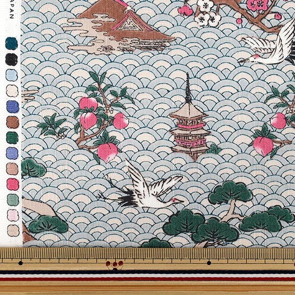 数量5から】 生地 『和柄ドビー 青海波 水色 1026-1130-3-C』 生地,柄