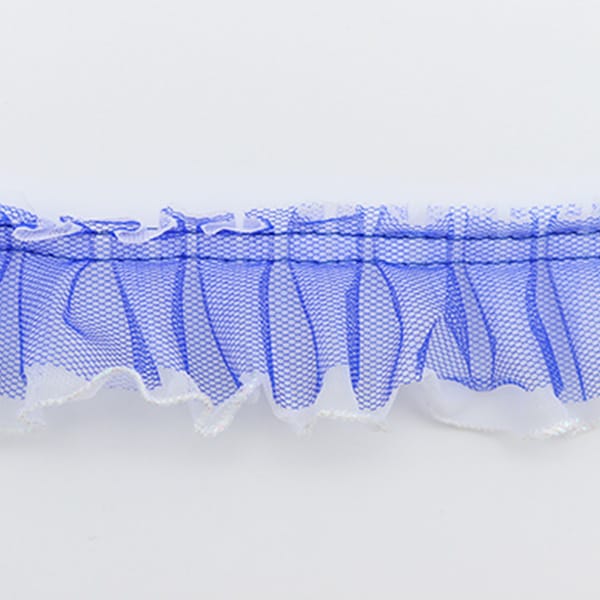 数量5から】 レース 『チュールボックスフリル 8番色 青 IR005