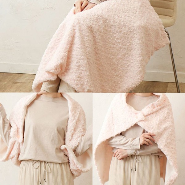 防寒具 『バラボア3wayひざ掛け パープル 490-8954』 生活雑貨