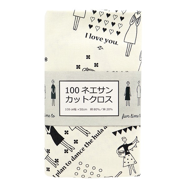 刺しゅう布 『100ネエサン綿麻キャンバス カード柄 カットクロス