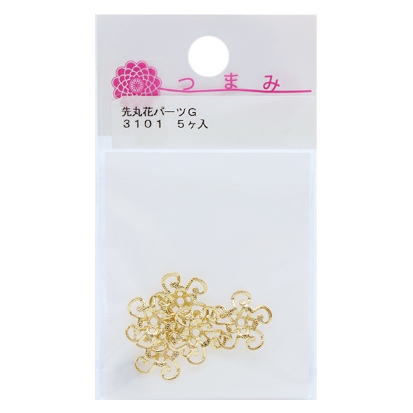 円形 ホワイト 手芸用パーツ 8個セット 手芸パーツ 『先丸花パーツ ゴールド 5個入り 3101』 手芸,ちりめん