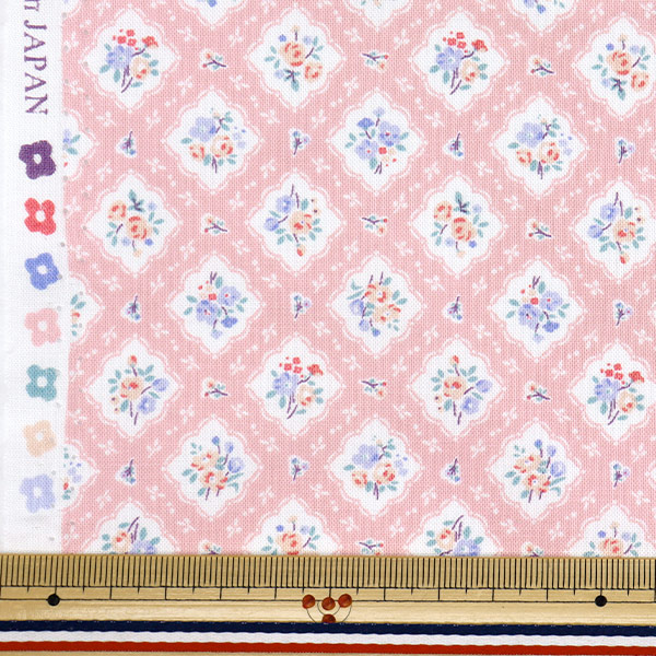 数量5から】 生地 『シーチング オーガニックコットン 花柄 ピンク