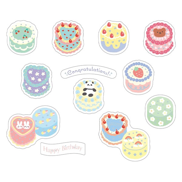 文具 『キラキラクリアフレークシール Saengil cake KFS-026』 画材