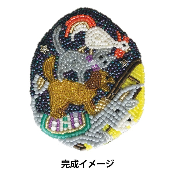 APROSIO＆CO 鳥のビーズブローチ 新作のハシビロコウのブローチ ・ クリアマットなビーズで囲み