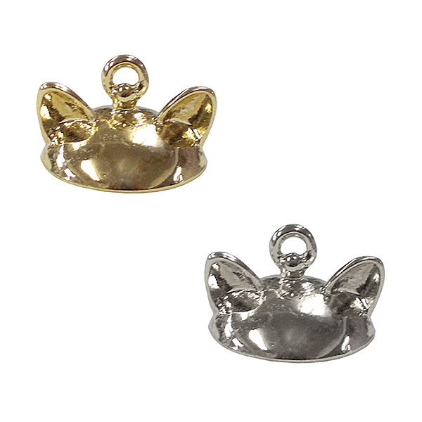 レジンセール】 手芸金具 『ガラスドームキャップ ネコ耳 銀色