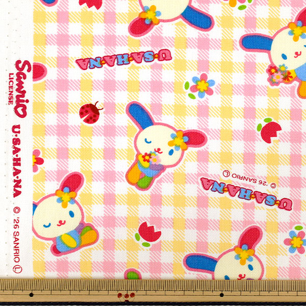 数量5から】 生地 『オックス ウサハナ チェック ピンク 836672