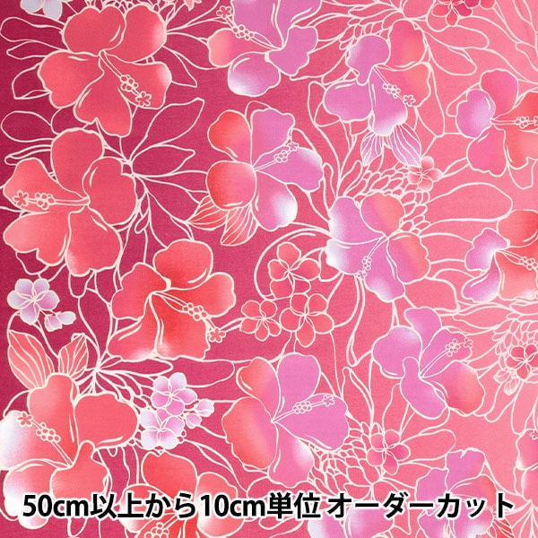 数量5から】 生地 『T/Cハワイアンプリント モンステラ柄 ブルー