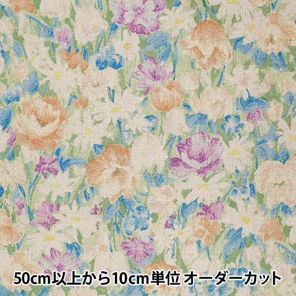 数量5から】 生地 『広幅綿麻 花柄 449840-C』 YUWA 有輪商店 コットン