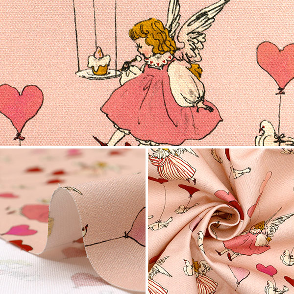 生地 『Kurahashi Rei オックス カットクロス 約145cm×50cm ハート KRF