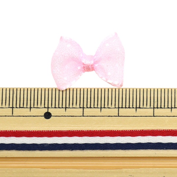 手芸パーツ 『ミニリボンパーツ シフォン 水玉 ピンク・水色・黄色 TRP