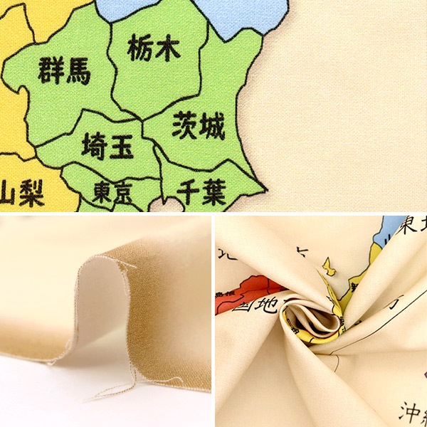生地 『シーチング 日本地図 パネルカットクロス 約110cm×約60cm JMAP