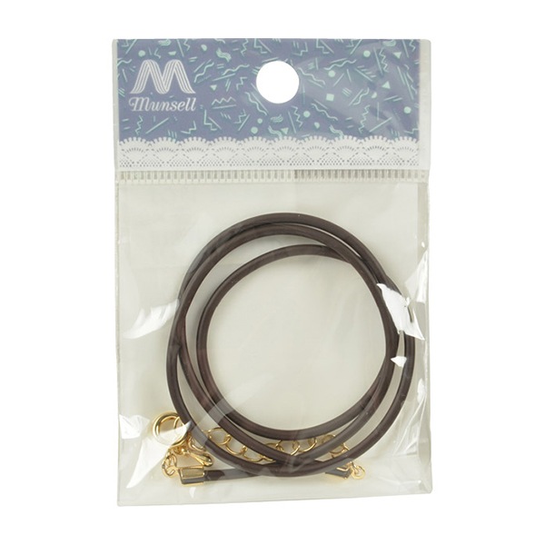 アクセサリー金具 『レザーネックレス カン無し 茶ヒモ ゴールド LN2mm