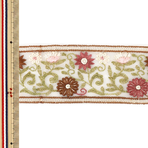 数量5から】 手芸ブレード 『2026インド刺繍ブレード 約6cm幅 ブラウン