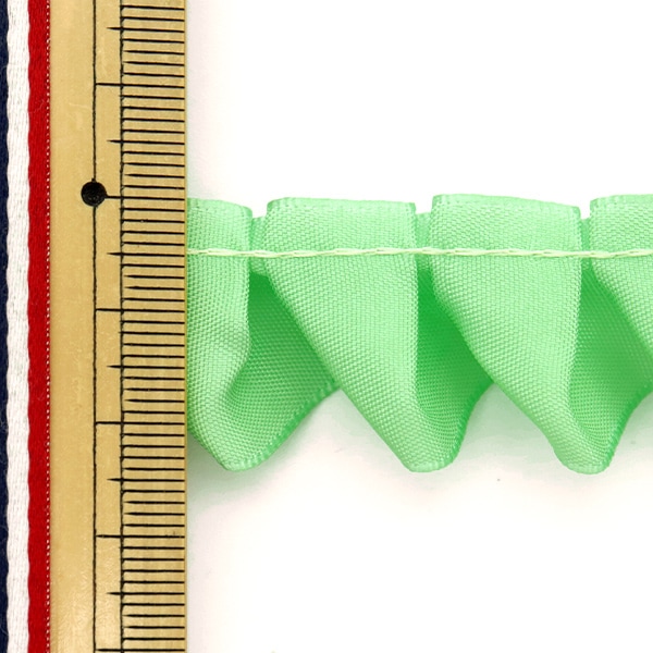 リボン 『1反売り サテンフリルリボン 約2.5cm幅×5m巻 ミントグリーン