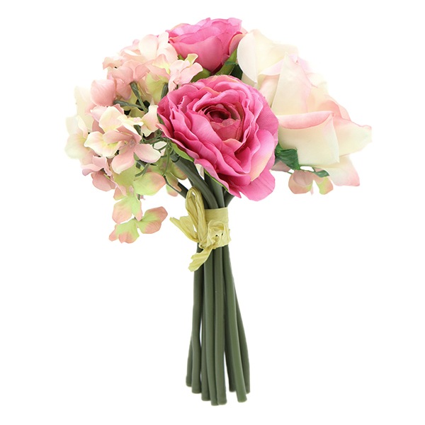 造花 シルクフラワー 『ローズ&ラナキュラブーケ フクシア/ピンク