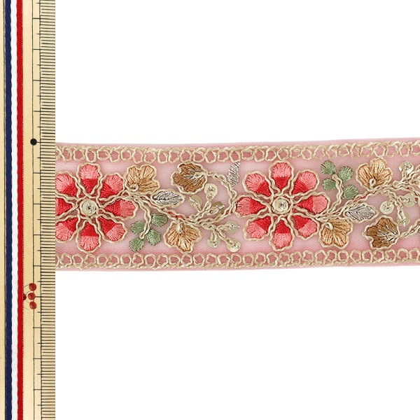 数量5から】 手芸ブレード 『2025インド刺繍ブレード 約4cm幅 ピンク M