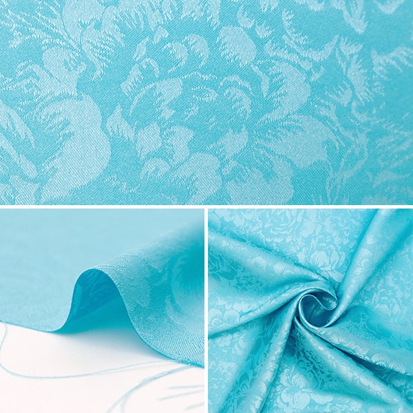 数量5から】 生地 『サテンジャガード 大花 サックス SJ2407BB-15