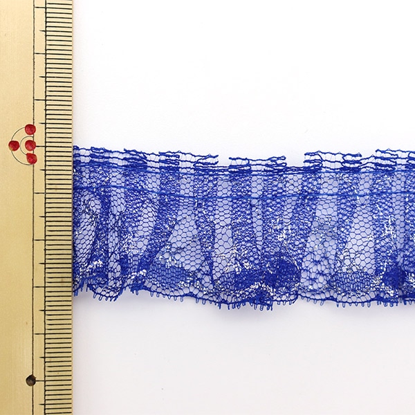数量5から】 レース 『ラッセルフリル 14S番色 青 YD03415』 服飾,綿