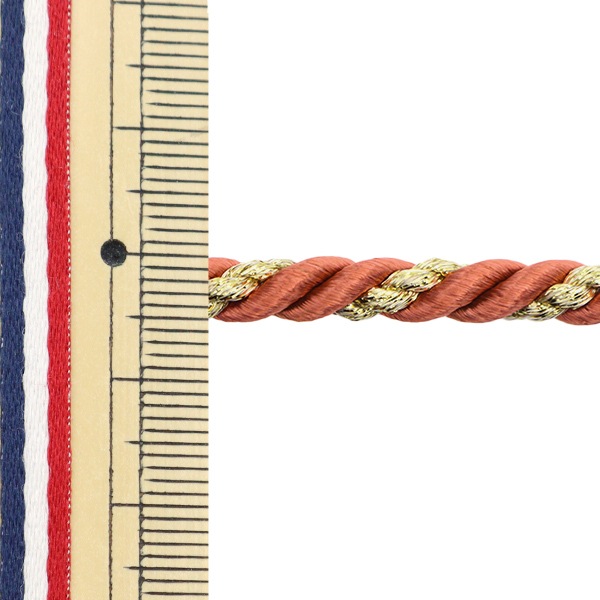 数量5から】 手芸ひも 『ツイストコード 幅約5mm 赤×金 51-158』 服飾
